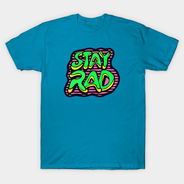 Stay Radical Neon Retro Dude T-Shirt by Cofefe Studio